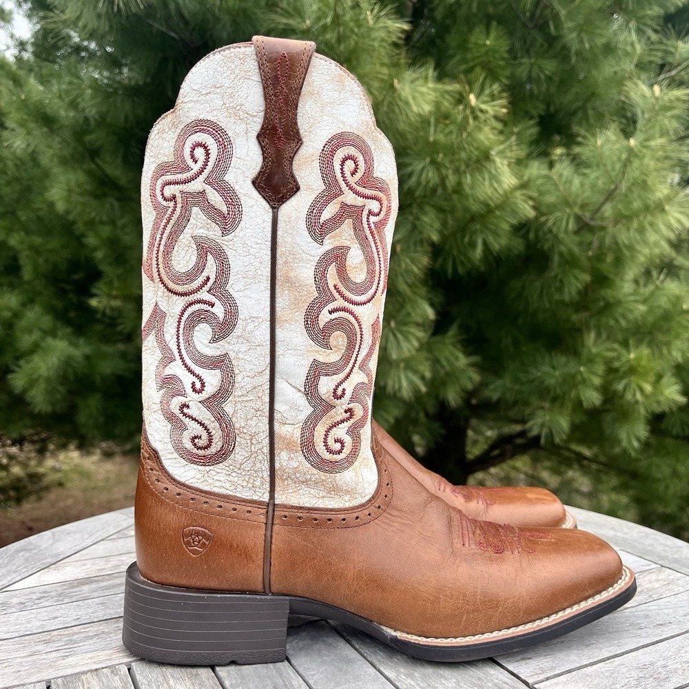 Ariat Quickdraw Western Boot Womens Size 11 B Brown Leather Square Toe Pull-on